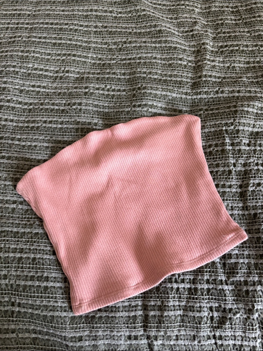 Garage Pink Ribbed Strapless Crop Top